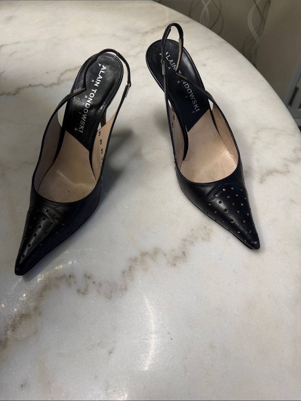 ALAIN TONDOWSKI leather sling back Heel’s